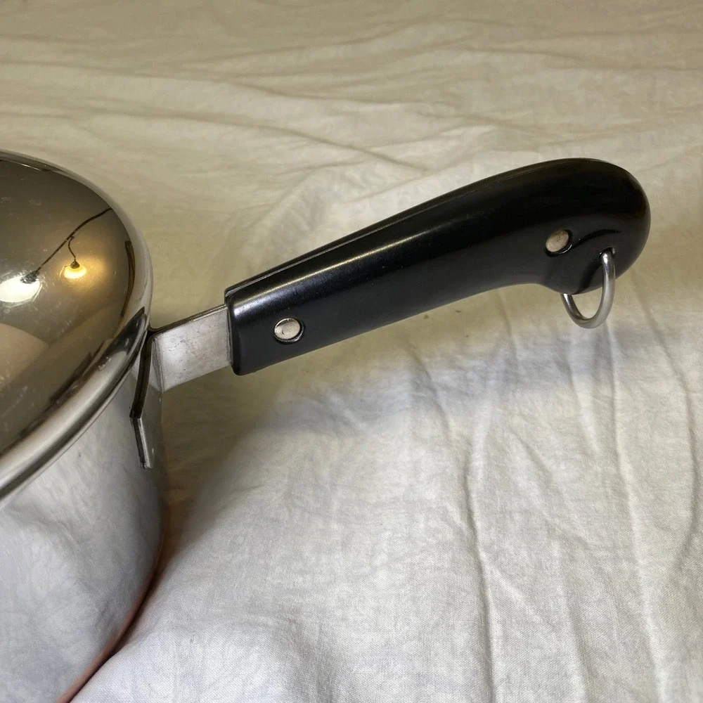 Vintage Revere Ware 2 Qt Saucepan Copper Bottom w/ Lid Clinton IL 1801 Patent